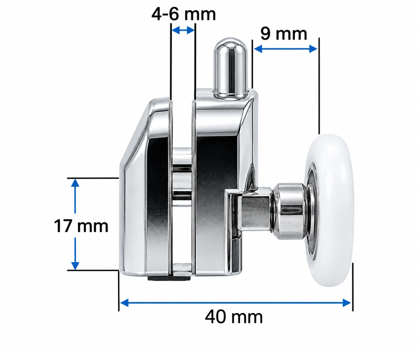 Wymiary rolki HS 052 średnica kółka 23 lub 25 mm
